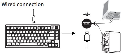 CIDOO V75 Multi Functional Monochrome Dual System Keyboard Installation Guide - Connection method