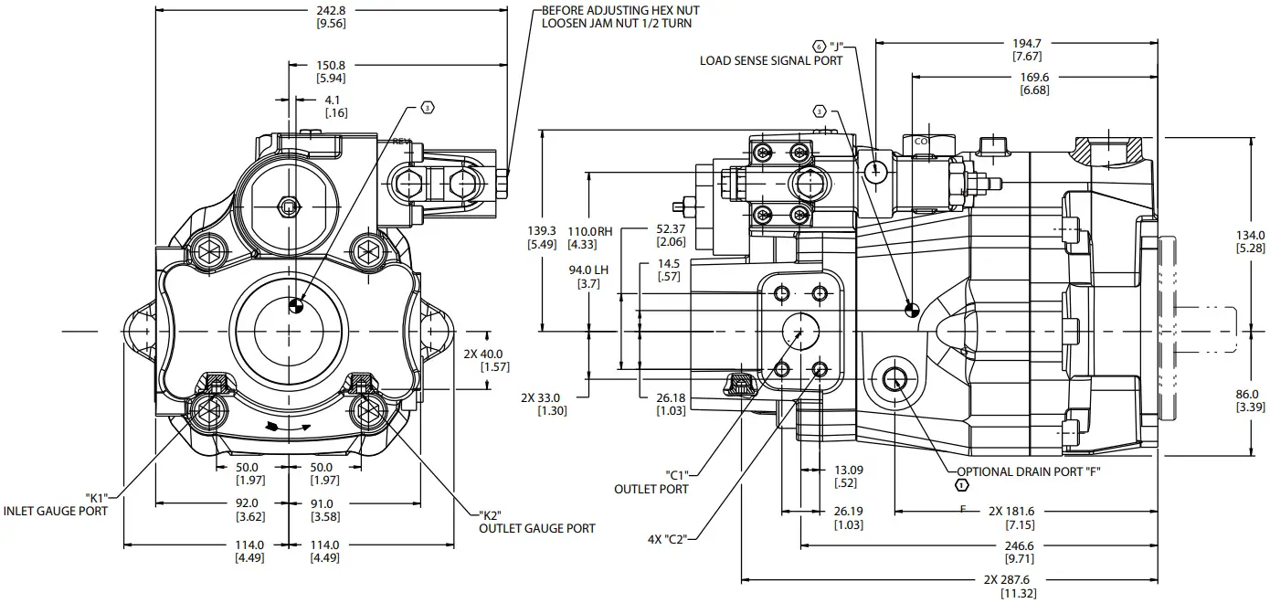 Danfoss Code B Variable Displacement Piston Pump - Side-ported Models