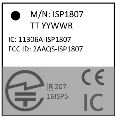 INSIGHTSIP ISP1807 Built In Antenna Low Energy Module - Module Marking