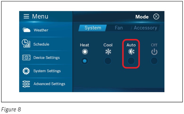 BOSCH BCC110 Connected Control Thermostat - System Screen