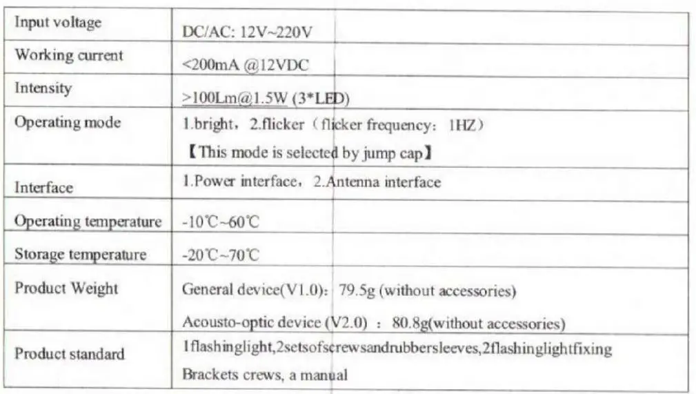 DIGITALas JD-07 LED Signal Lamp - Main technical parameters