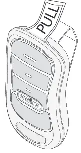 GENIE G3T-R Remote Control 3 Button Opener - Pull protective battery tab from remote