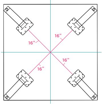 Juniper APLSH Occasional Tables Angled Post Leg and X Base Instruction Manual - 49” x 48” Square Standing-Height Table