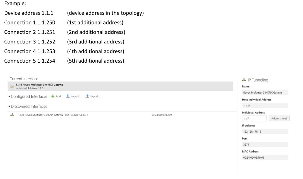 REVOX 3.0 KNX Multiuser Amplifier Black - The additional physical addresses must be from the address range of the bus