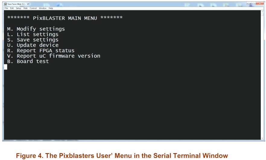 pixblasters MS1 Video LED Controller - Terminal Window