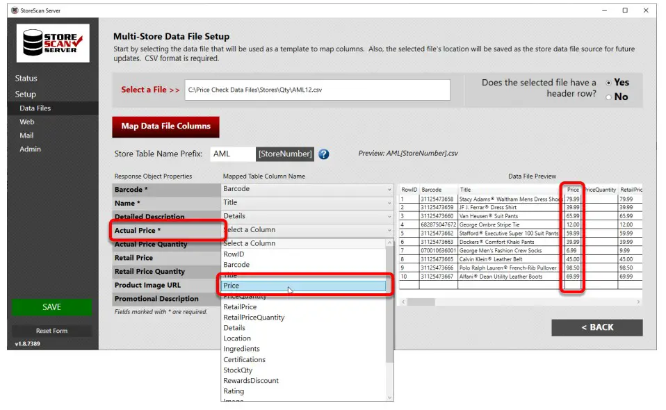 AML RevH StoreScan Server Software - Example
