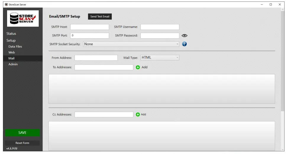AML RevH StoreScan Server Software - Mail Setup