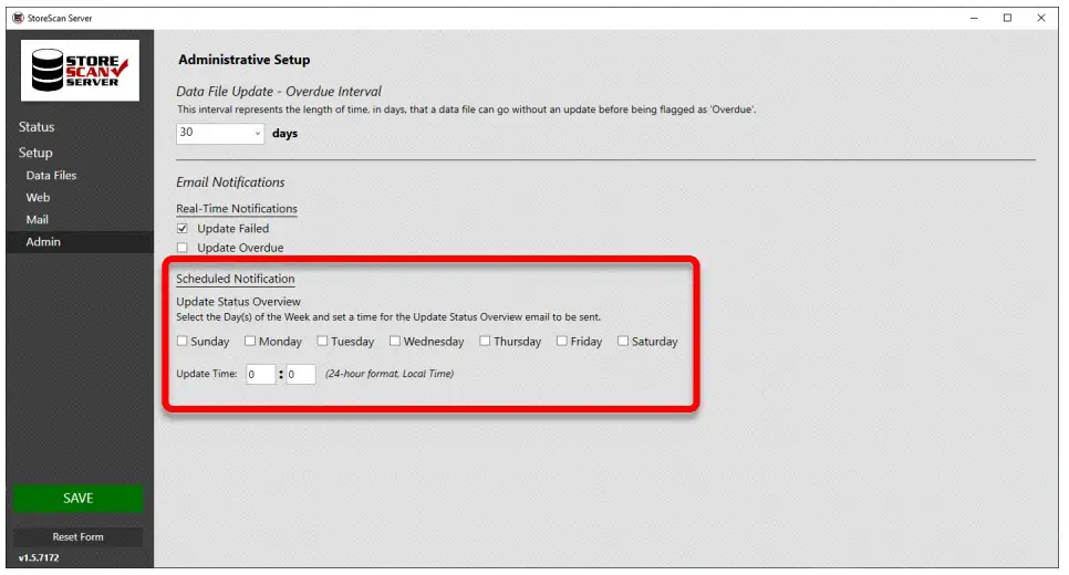 AML RevH StoreScan Server Software - Update Status