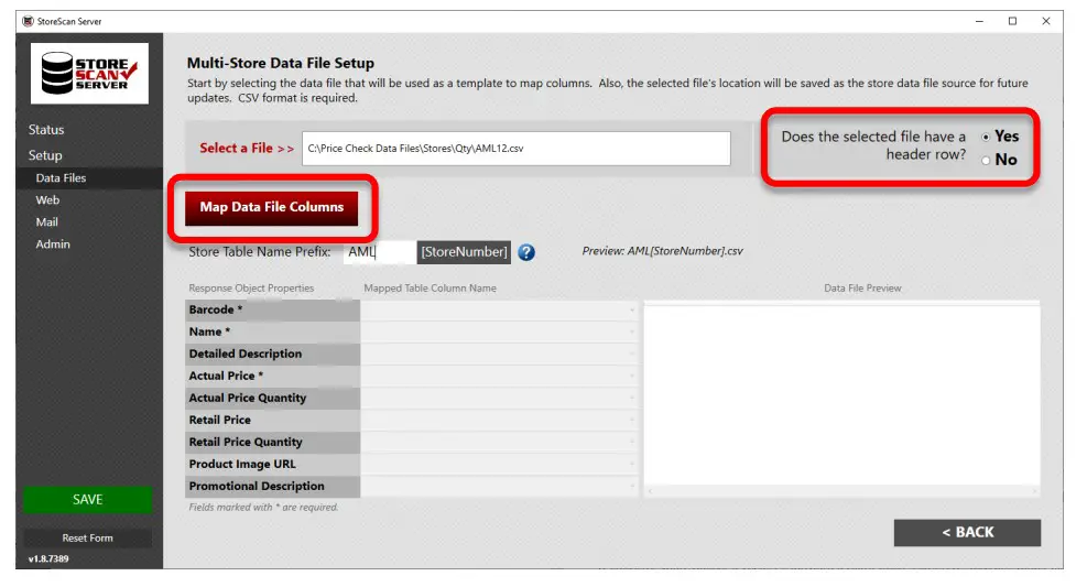 AML RevH StoreScan Server Software - data file
