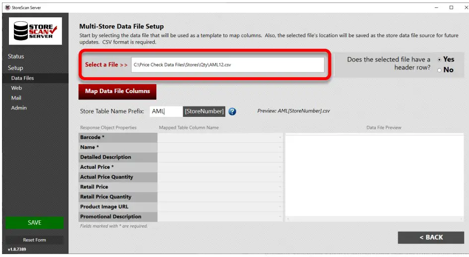 AML RevH StoreScan Server Software - naming convention