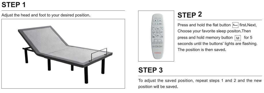 ESHINE E3100 Power Adjustable Base Owner's Manual - SETTING PROGRAMMABLE POSITIONS