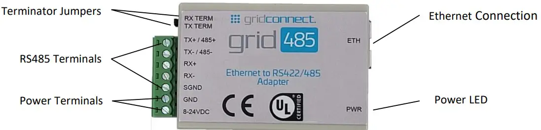 Grid Connect GRID485-MB Modbus TCP to Modbus RTU - Hardware Description