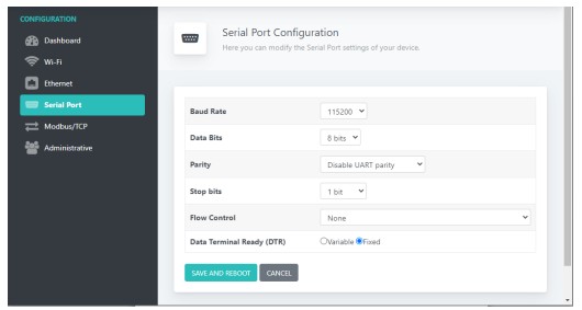 Grid Connect GRID485-MB Modbus TCP to Modbus RTU - Serial Port Configuration