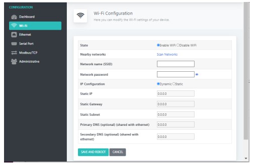 Grid Connect GRID485-MB Modbus TCP to Modbus RTU - Wi Fi Configuration