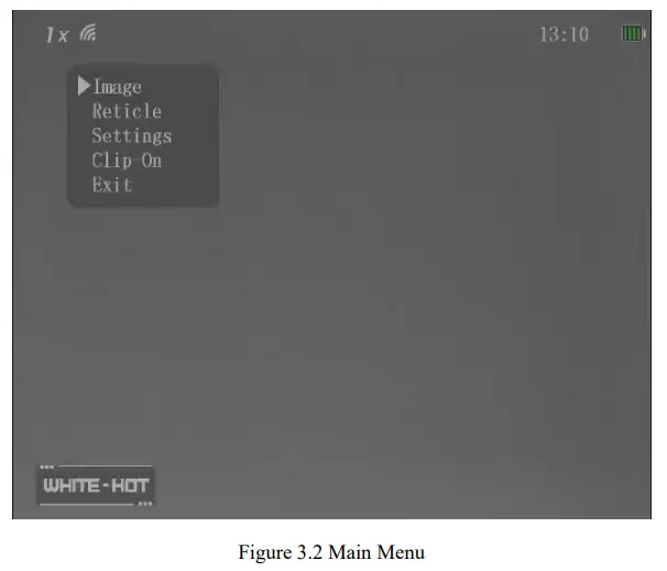 IRAY J YM2 0 Multi Function Thermal Imager - Main Menu