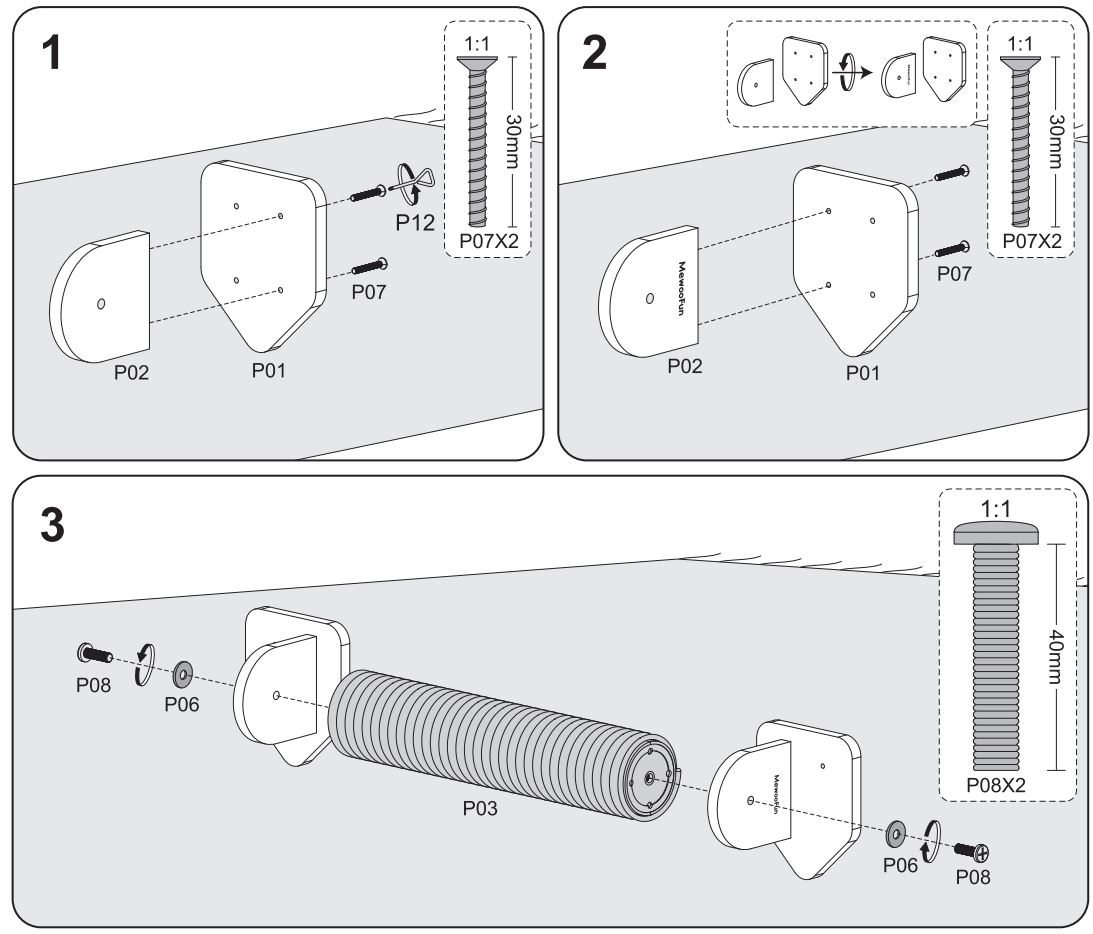 MewooFun QM076B Cat Scratching Post Instruction Manual - Assembly Instruction