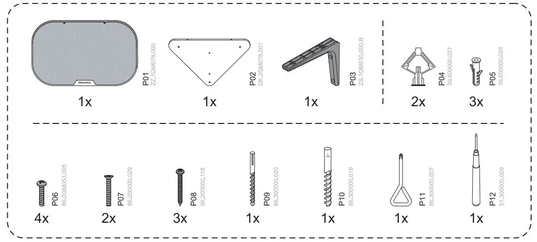 MewooFun QM078B Cat Window Perch Instruction Manual - Part List