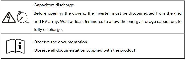 Solplanet ASW S-A Series Single Phase String Inverters - Symbols on the label