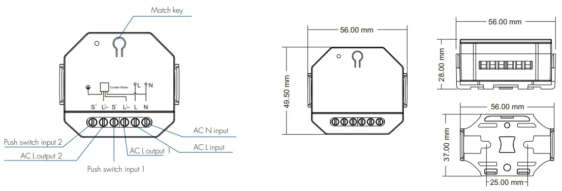 ZSC1 Zigbee + RF Smart Curtain Switch Module- Structures