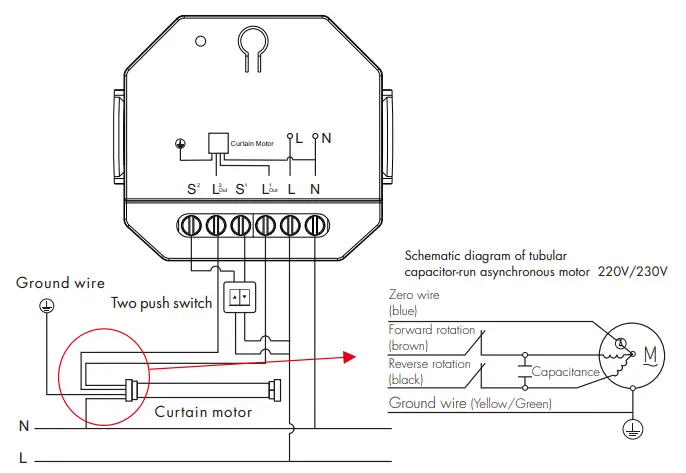 ZSC1 Zigbee + RF Smart Curtain Switch Module- push switch