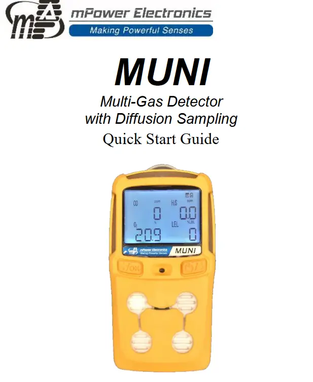 mPower Electronics M020-4003-000 Compact Diffusion Multi Gas Detectors - front page with product image