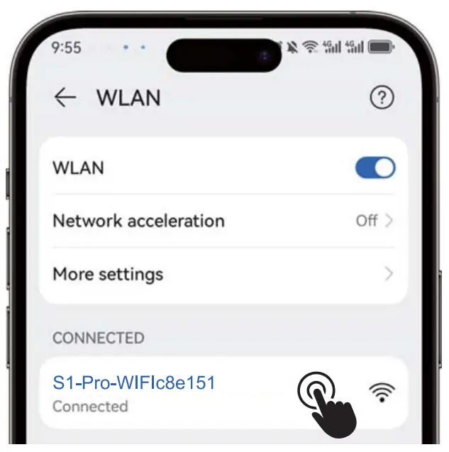 Cell phone connection to recorder WIFI