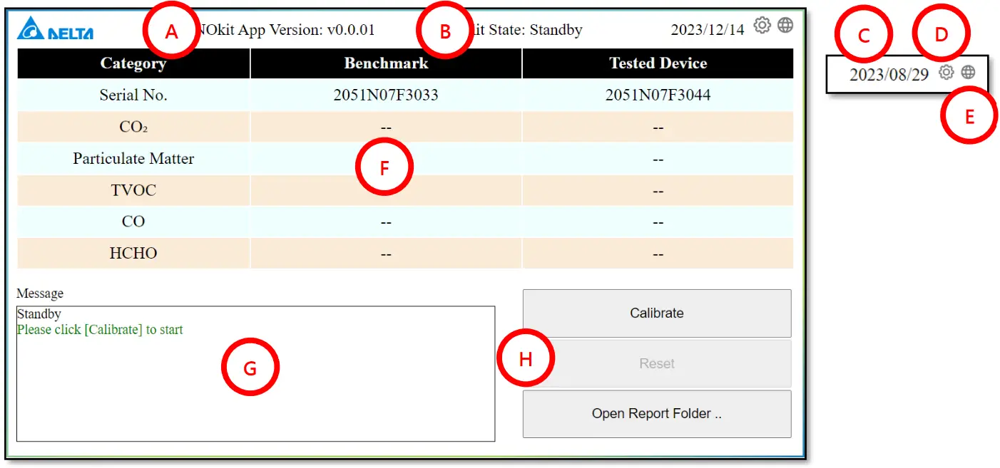 DELTA UNO Sensor Multi In One Air Quality Detector - User Interface Guide