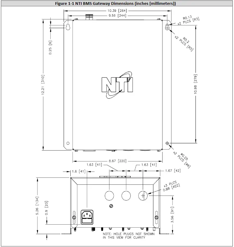 NTI 420011337400_IOM_BMS_GW BACnet BMS Gateway - NTI BMS Gateway Dimensions