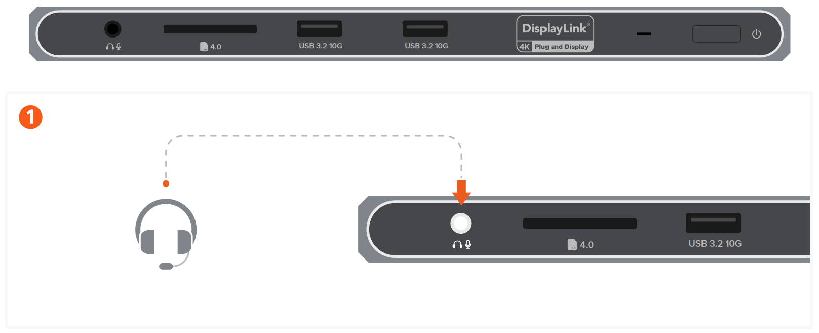 SATECHI Thunderbolt 4 Multi Display Docking Station - Attach audio device to the 3.5mm Audio I O jack.
