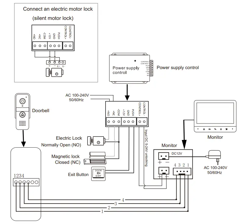 tmezon-MZ-V20-4-Wire-Connected-Video-Intercom-Wired-Video-Intercom-Kit- (8)