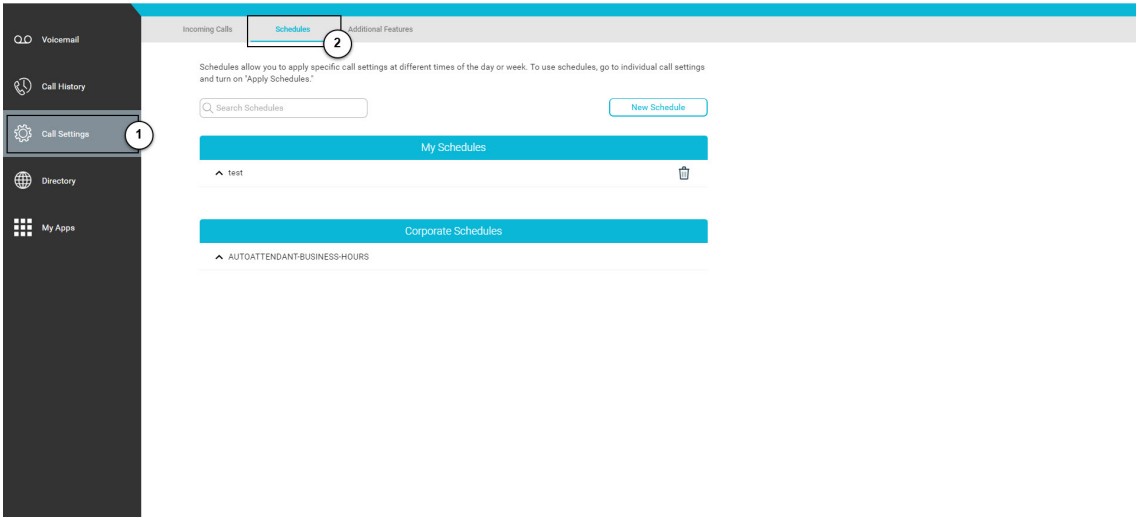 webex Calling User Portal Simultaneous Ring - Adding a New Schedule