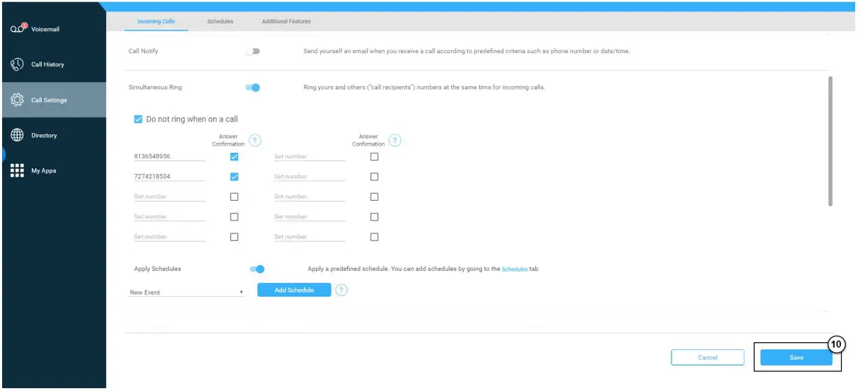 webex Calling User Portal Simultaneous Ring - Simultaneous Ring function