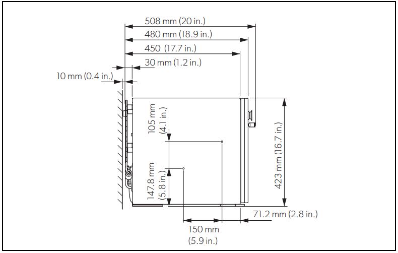 DOMETIC DM50C D Drawer Minibar Instruction Manual - Dimensions