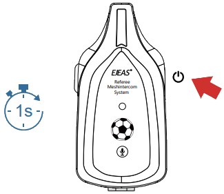 EJEAS F6, F6 PRO Referee Mesh Intercom System - Power On