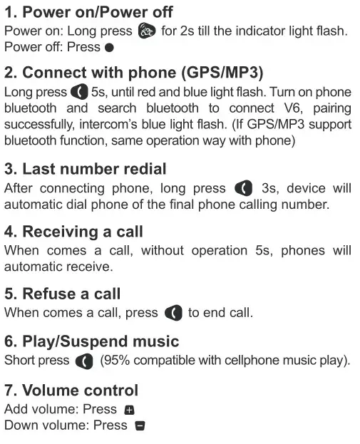 EJEAS V6C 2PCS Referee Bluetooth Intercom - Functions 1