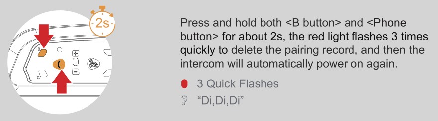 EJEAS V6C 2PCS Referee Bluetooth Intercom - Restore Default Settings