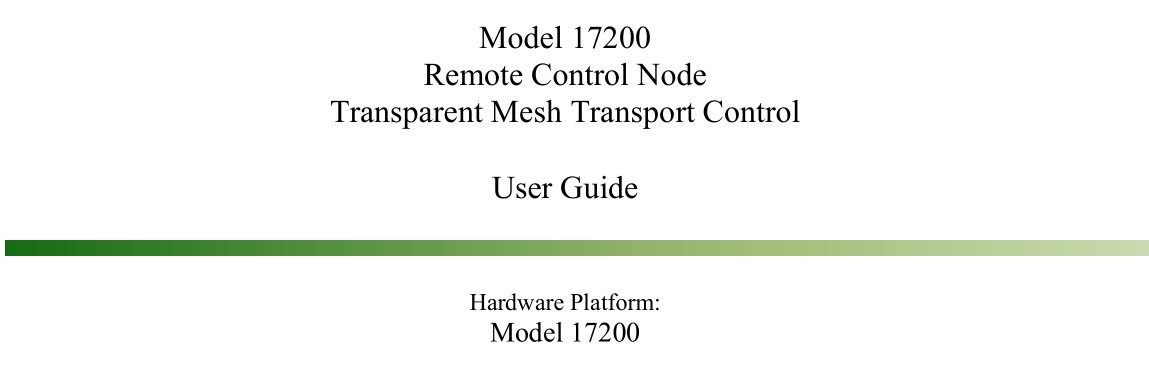 ENERNET 17200 Remote Control Node Transparent User Guide