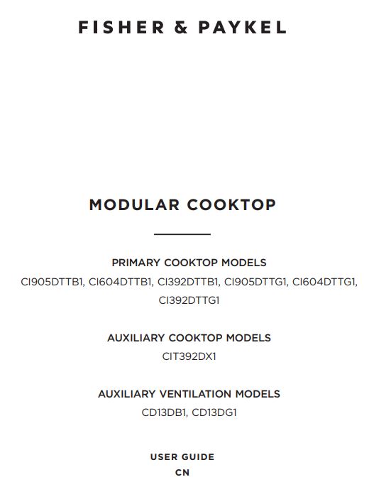 FISHER AND PAYKEL CD13DG1 Modular Cooktop User Guide
