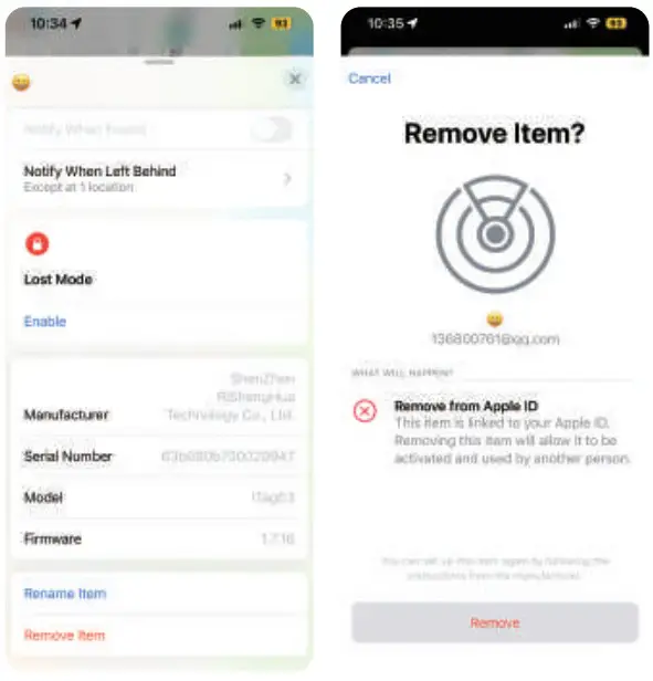 RSH iTag08 Smart Tag - return and refund