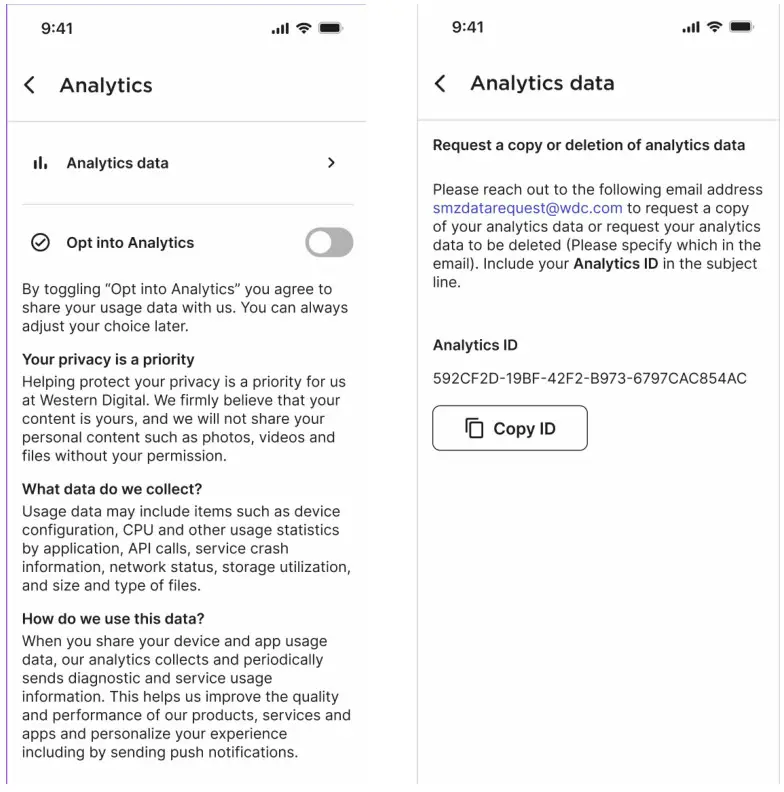 SanDisk Memory Zone App - Data Requests