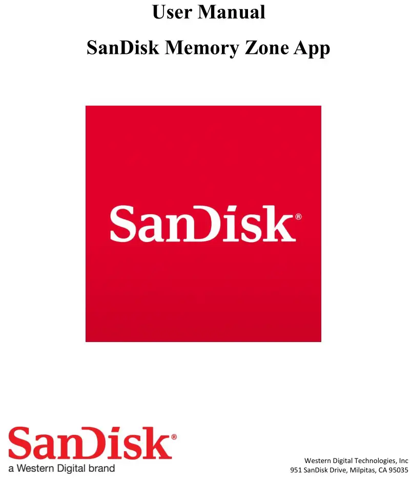 SanDisk Memory Zone App User Manual