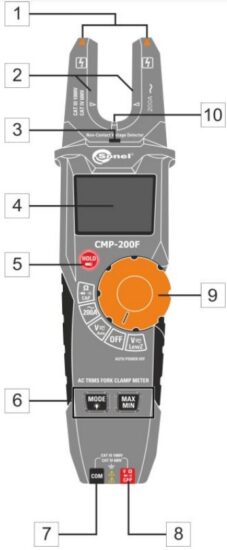 Sonel CMP 200F Multimeter True RMS - Measuring terminals and functions