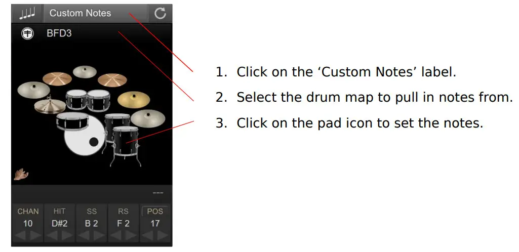 audiofront eDrumin Drum Module - Pull Notes from Drum Map