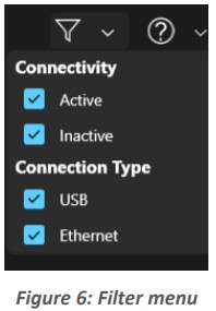 multiLane 2024 Automated Transceiver LaneControl - Filter menu