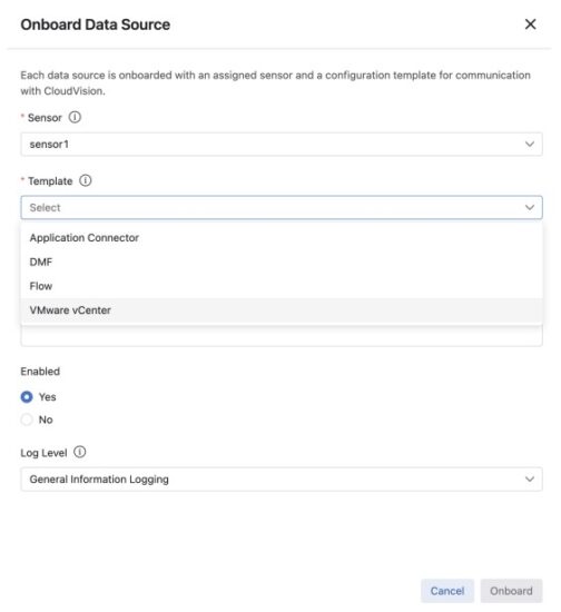 ARISTA CV-UNO CloudVision Sensor - Adding the Data Sources