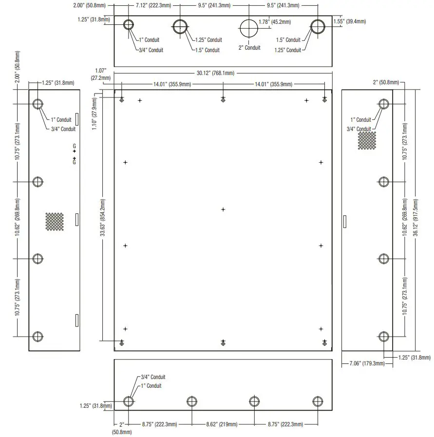 Altronix T3SH75XK1Q 16 Door access and power Integration kit User Guide - Dimensions and Drawing