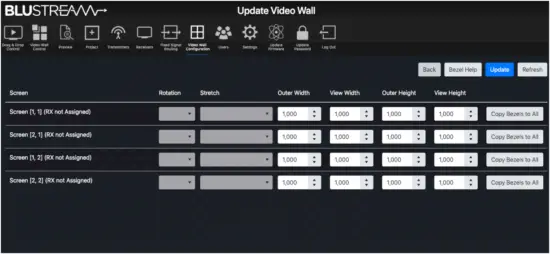 BLUSTREAM ACM200 Multicast Advanced Control Module - Bezel Settings