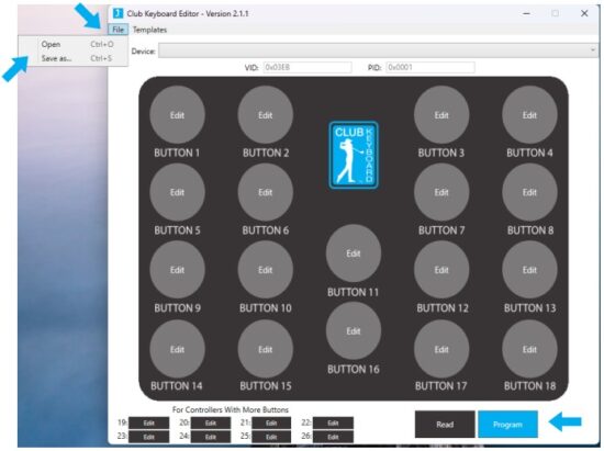 Club Keyboard Editor - Program button