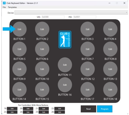 Club Keyboard Editor - button you want to update
