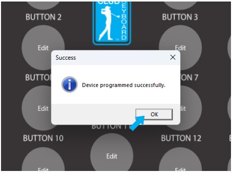 Club Keyboard Editor - update complete message and click “Ok”